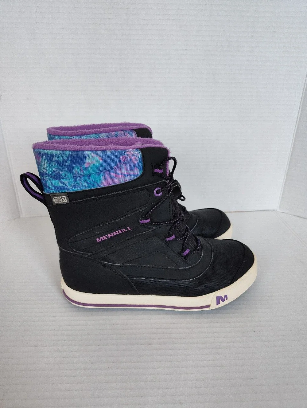 Merrell Snow Bank 2.0 Black Purple Waterproof Insulated Winter Boots Youth Sz 3M